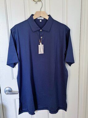 NEW Peter Millar Crown Sport Summer Comfort Jersey Polo NWT L Navy UPF 50+